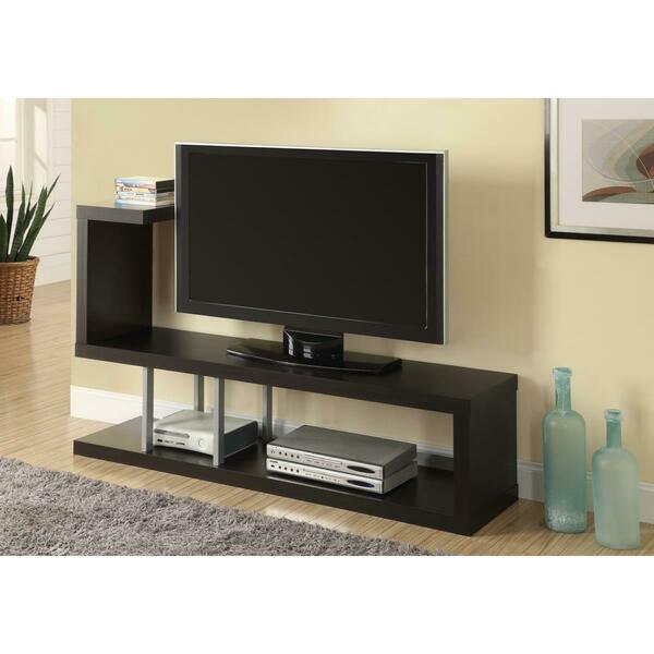 Magneticismmagnetismo 35.25 in. Cappuccino Particle Board, Hollow Core & Silver Metal TV Stand MA3092253